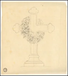 Schizzo di tomba per la famiglia Karakehia al cimitero del Père Lachaise a Parigi